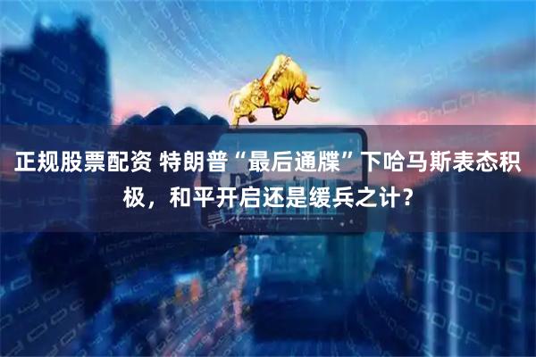 正规股票配资 特朗普“最后通牒”下哈马斯表态积极，和平开启还是缓兵之计？